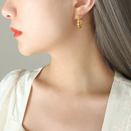 Fashion Commuter Copper Shell C- Shaped Earrings Ear Rings